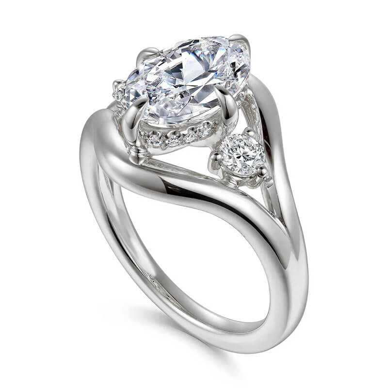 Three-Stone Oval Moissanite Split Shank Engagement Ring,RRL-FA1C1239-1,RRL-FA1C1239-2,RRL-FA1C1239-3