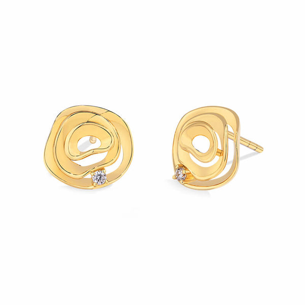 Three Layer Bloom Moissanite Stud Earrings In Sterling Silver