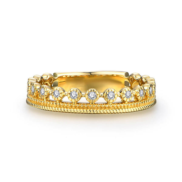 Tiara Milgrain Moissanite Half Eternity Wedding Band Ring