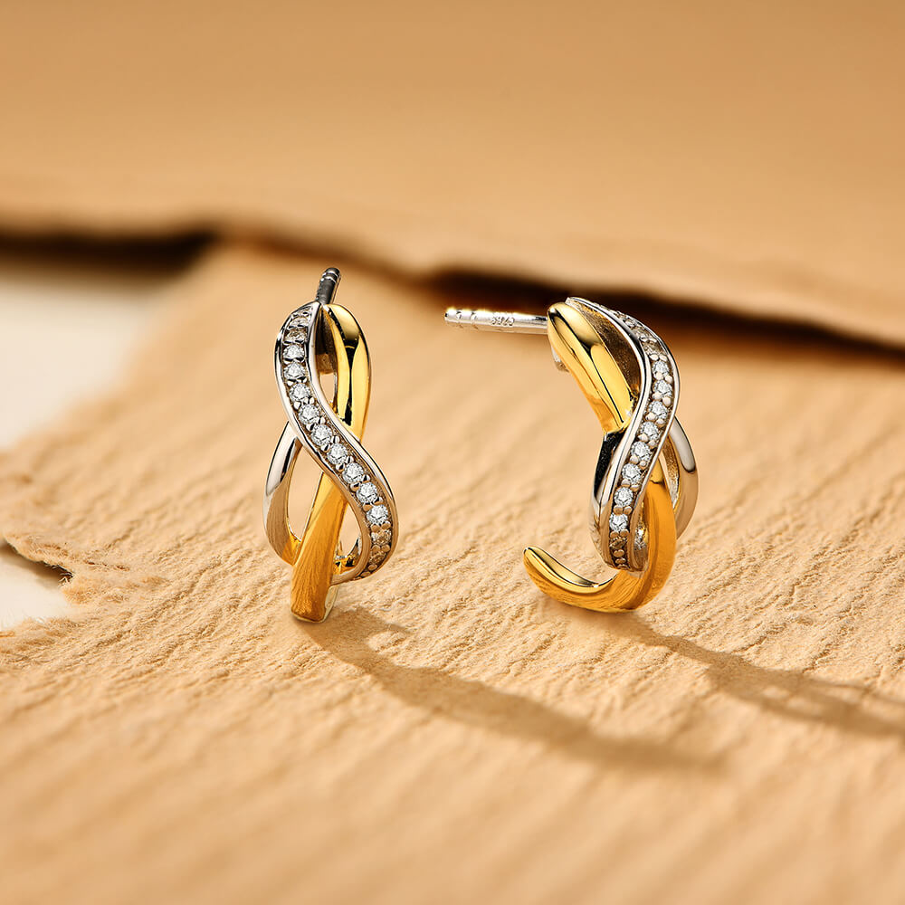 Treble Clef Moissanite Pave Earrings In Sterling Silver - ReadYourHeart