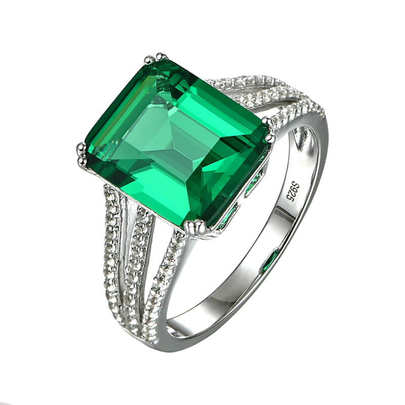 Triple Split Shank Emerald Pave Engagement Ring - ReadYourHeart