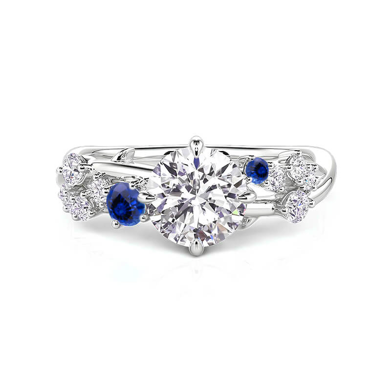 Twist Round Moissanite Cluster Floral Engagement Ring,RRL-FA1C1238-1,RRL-FA1C1238-2,RRL-FA1C1238-3