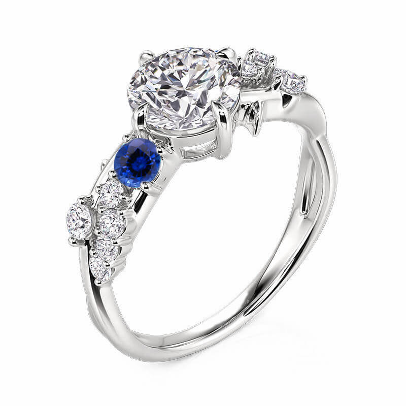 Twist Round Moissanite Cluster Floral Engagement Ring,RRL-FA1C1238-1,RRL-FA1C1238-2,RRL-FA1C1238-3