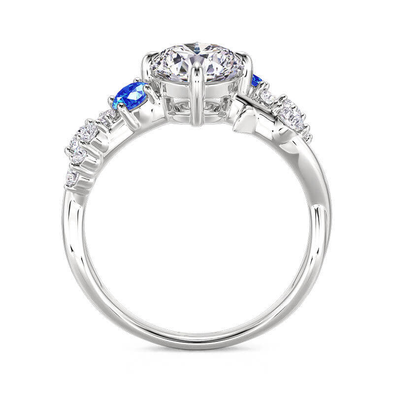 Twist Round Moissanite Cluster Floral Engagement Ring,RRL-FA1C1238-1,RRL-FA1C1238-2,RRL-FA1C1238-3