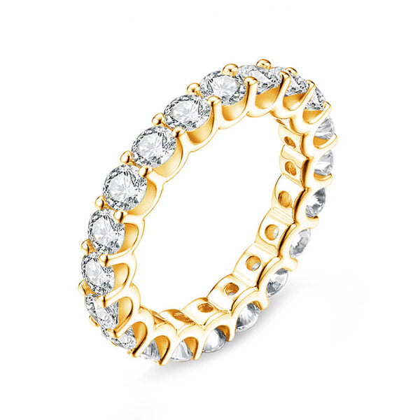 U-Shaped Prong Round Moissanite Eternity Wedding Band - ReadYourHeart