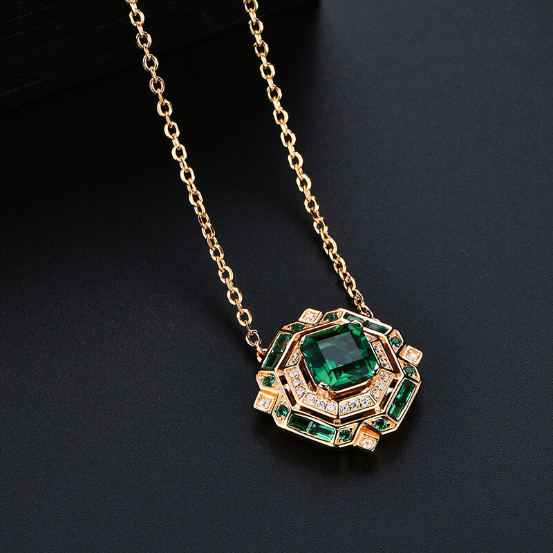 Vintage Asscher Cut Emerald Necklace In Sterling Silver - ReadYourHeart