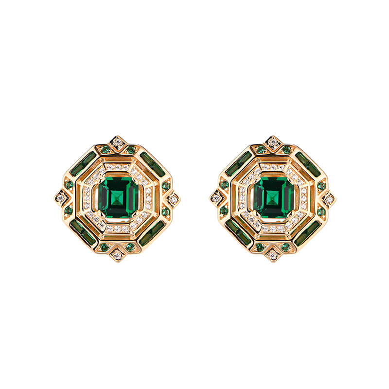 Vintage Asscher Cut Emerald Stud Earrings In Sterling Silver - ReadYourHeart