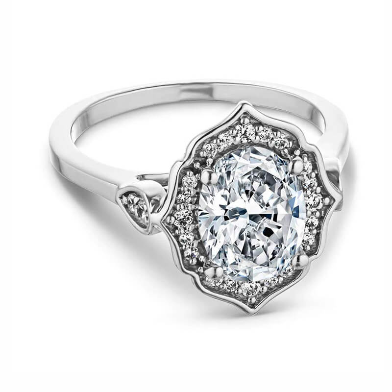 Vintage Halo Oval Cut Moissanite  Engagement Ring,RRL-FA1C769-1,RRL-FA1C769-2