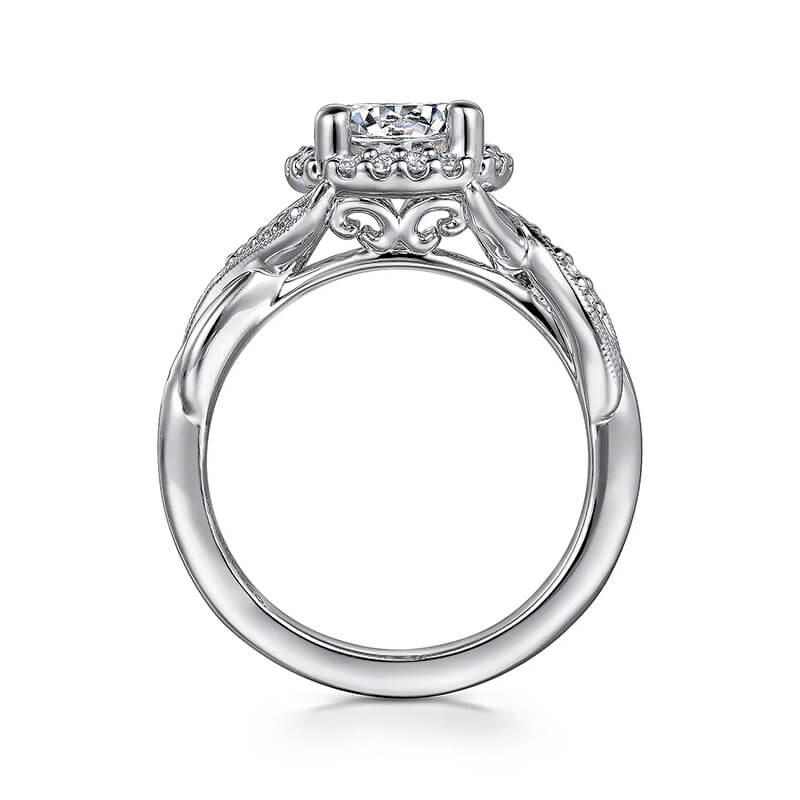 Vintage Halo Round Moissanite Cross Pave Engagement Ring,RRL-FA1C1214-1,RRL-FA1C1214-2RRL-FA1C1214-3