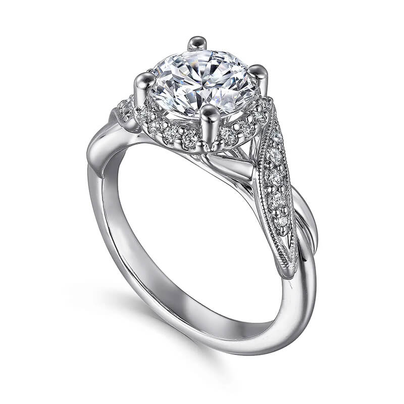 Vintage Halo Round Moissanite Cross Pave Engagement Ring,RRL-FA1C1214-1,RRL-FA1C1214-2RRL-FA1C1214-3