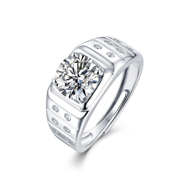 Moissanite Series Sterling Silver Ring For Men ONE SIZE Adjustable - ReadYourHeart