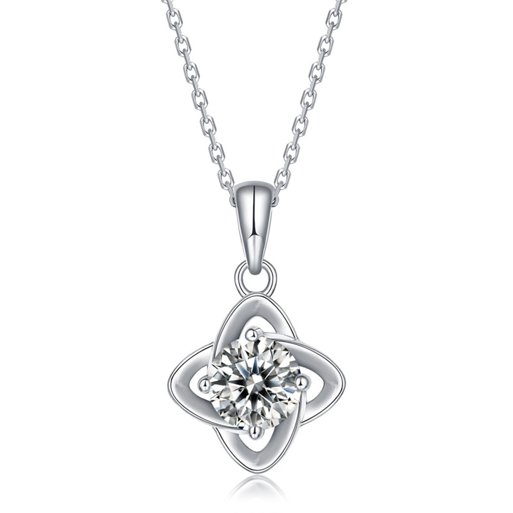 Moissanite Series Lucky Clover Sterling Silver Necklace - ReadYourHeart