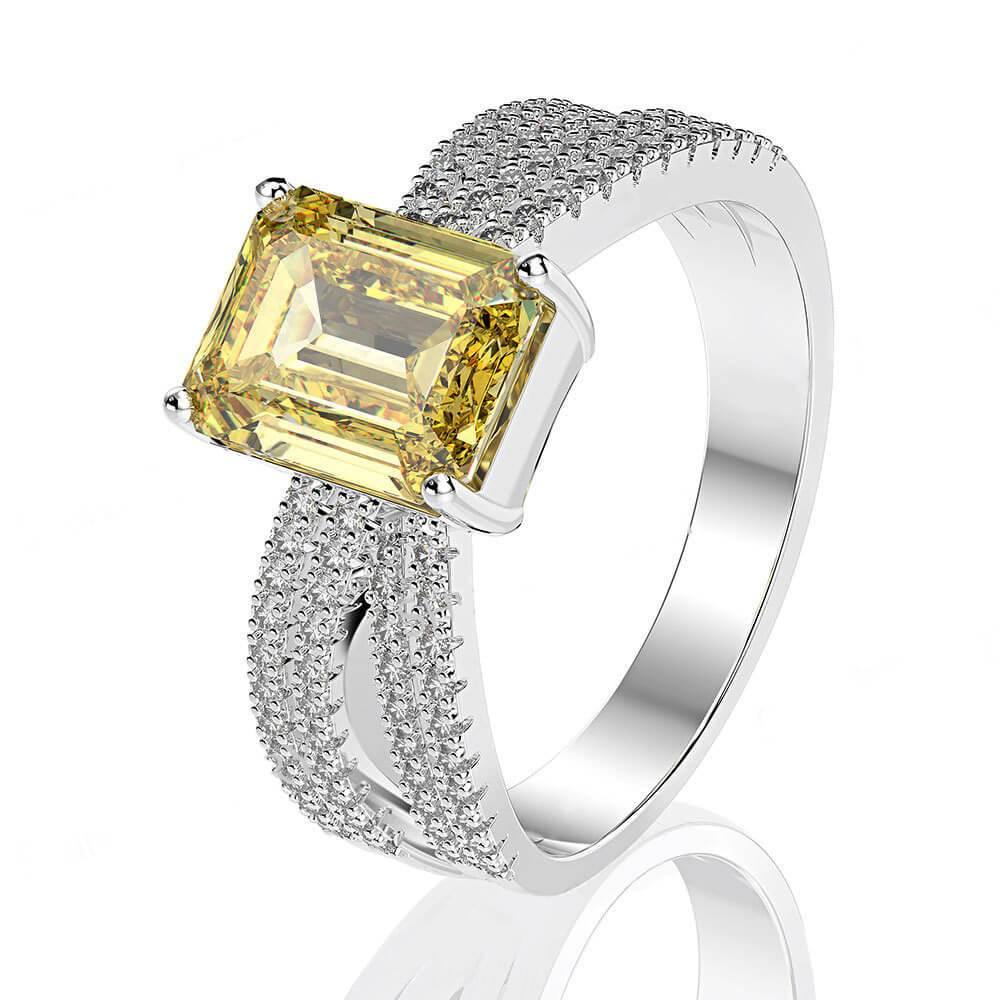 Luxury Baguette Gemstone Sterling Silver Ring - ReadYourHeart,RRS-R0885
