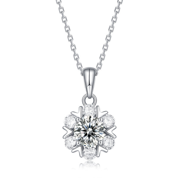 Moissanite Series Romantic Snowflake Sterling Silver Necklace - ReadYourHeart