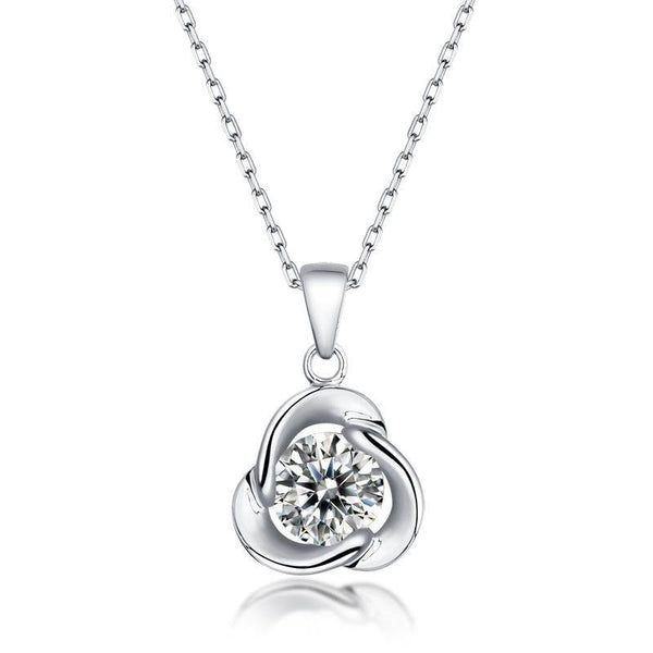 Moissanite Series Lucky Clover Sterling Silver Necklace - ReadYourHeart