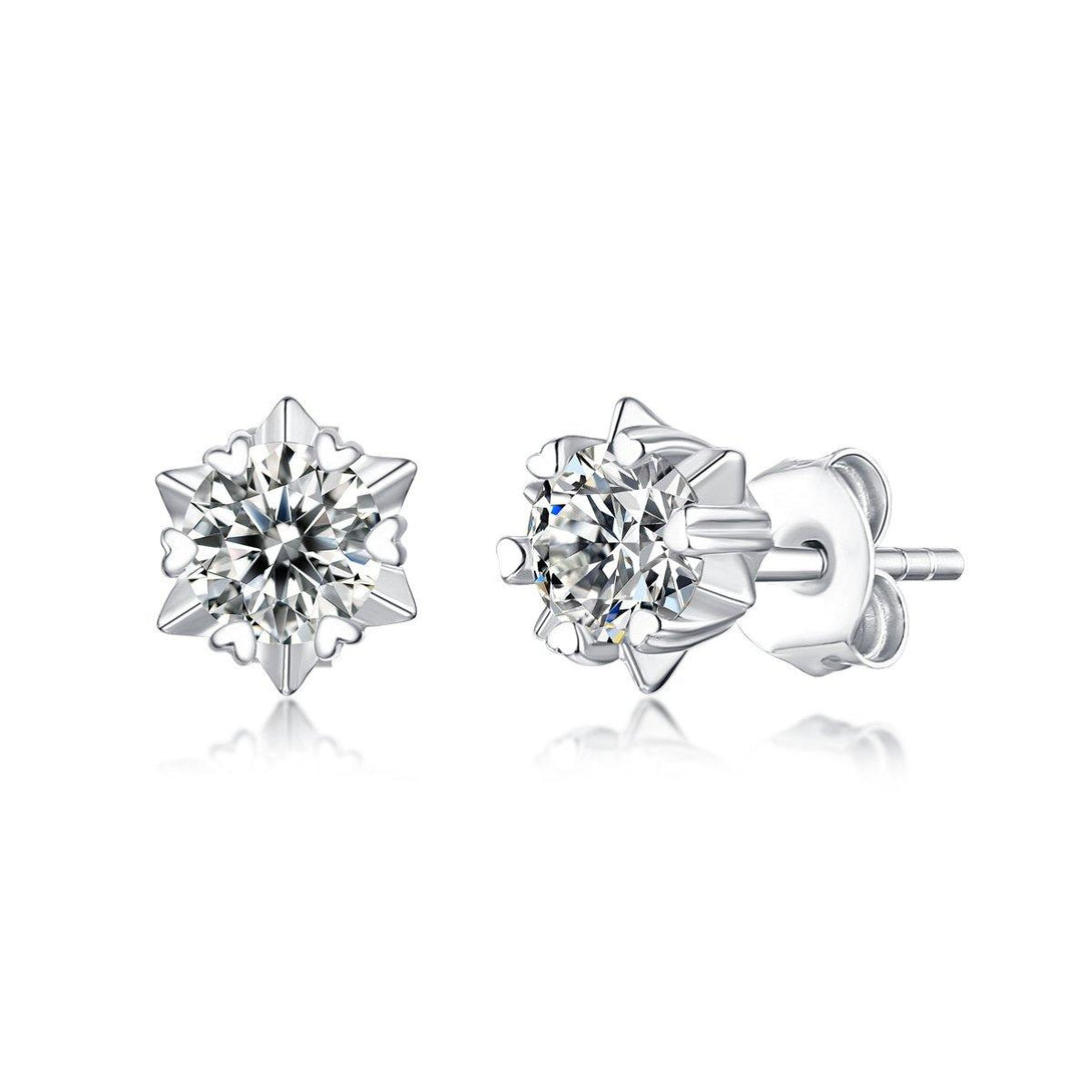 Moissanite Series Romantic Snowflake Sterling Silver Stud Earrings - ReadYourHeart