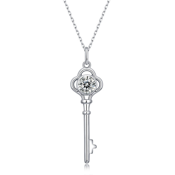 Moissanite Series Key Of The Heart Sterling Silver Necklace