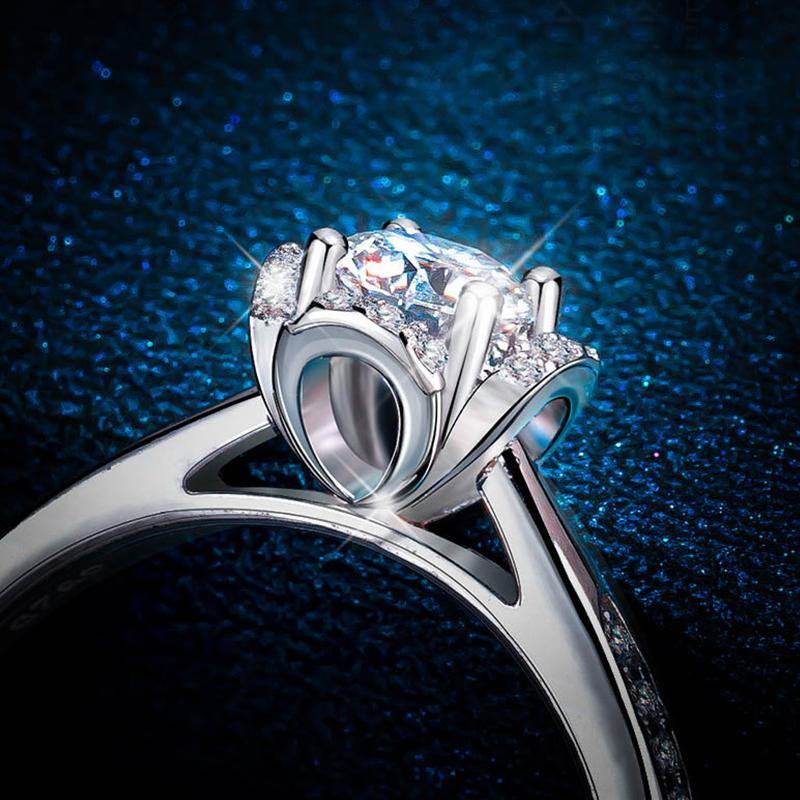 Moissanite Fashion Flower Sterling Silver Wedding Ring - ReadYourHeart,RRL-1306,RRL-1308