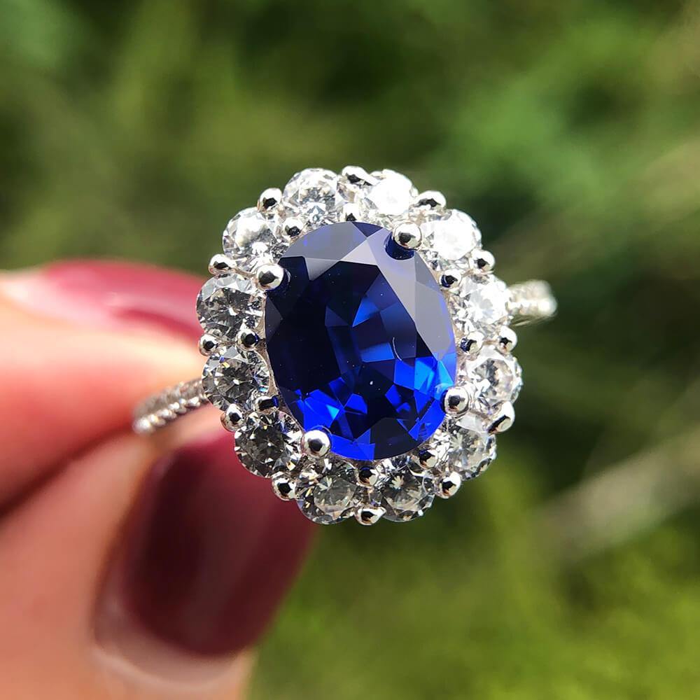 Luxury Oval Sapphire Sterling Silver Ring - ReadYourHeart,RRS-R0748