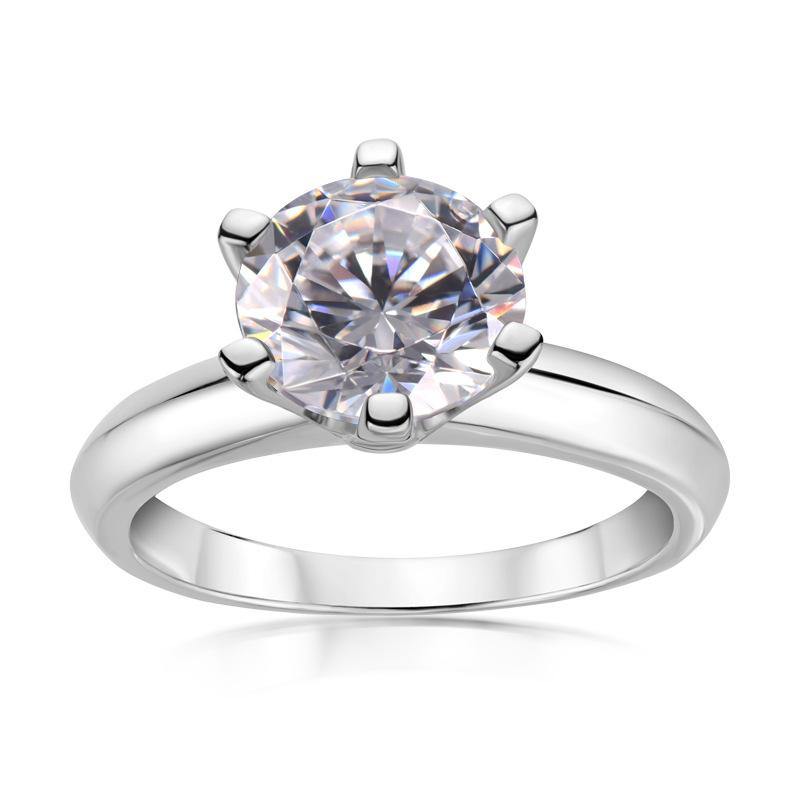 Sona Diamond Classic Six Prong Sterling Silver Ring - ReadYourHeart,RRA-10050