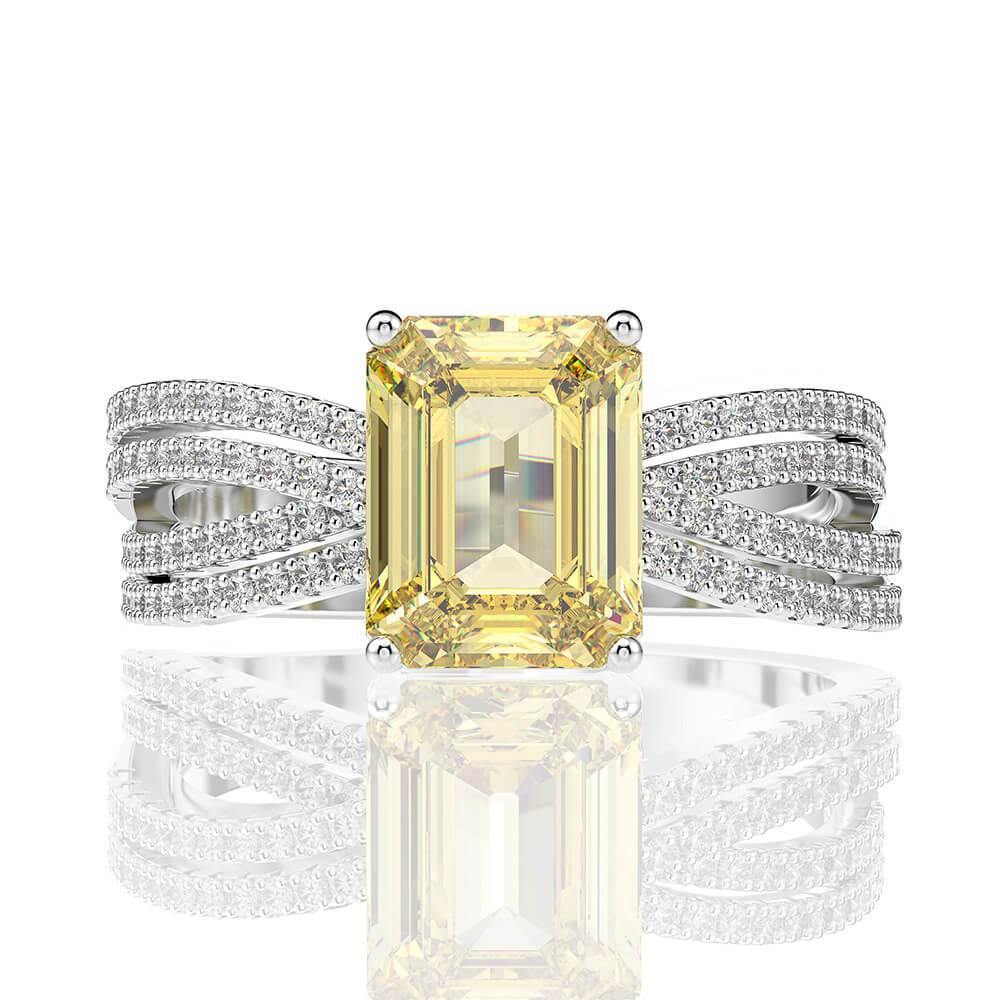 Luxury Baguette Gemstone Sterling Silver Ring - ReadYourHeart,RRS-R0885