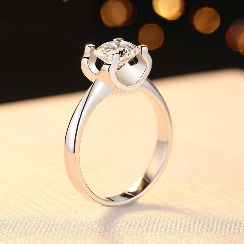 Heart Arrows Cut Moissanite Sterling Silver Ring - ReadYourHeart,RRW-M04E,RRW-M04A,RRW-M04I,RRW-M04J
