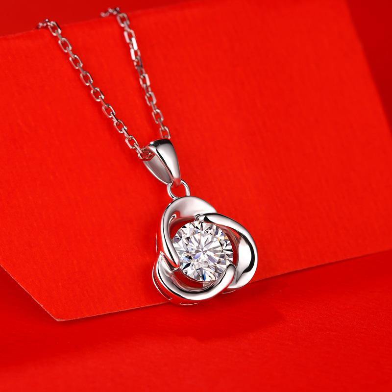 Moissanite Series Lucky Clover Sterling Silver Necklace - ReadYourHeart,RNX-10026A,RNX-10026B