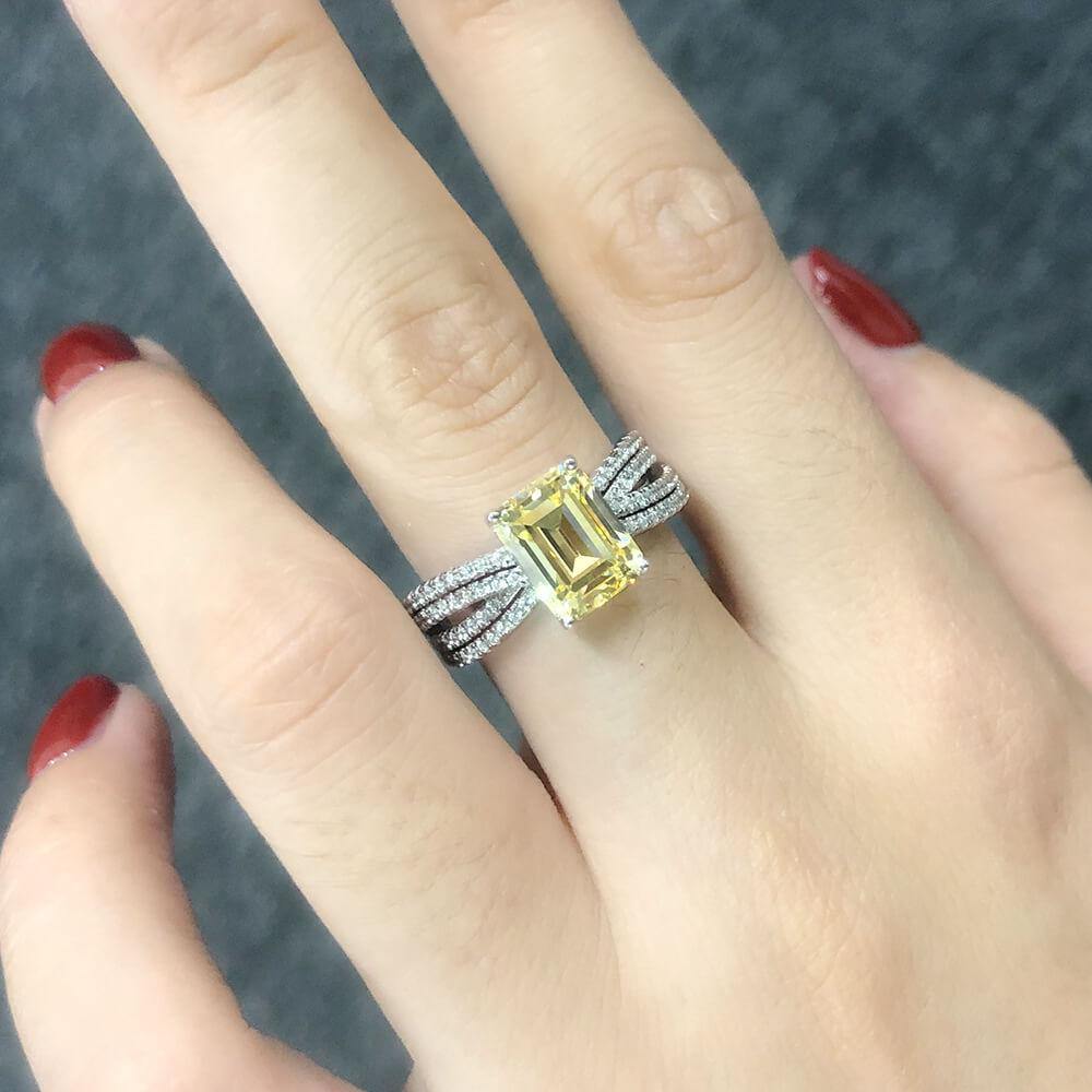Luxury Baguette Gemstone Sterling Silver Ring - ReadYourHeart,RRS-R0885