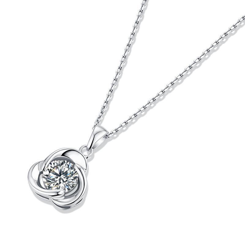 Moissanite Series Lucky Clover Sterling Silver Necklace - ReadYourHeart,RNX-10026A,RNX-10026B