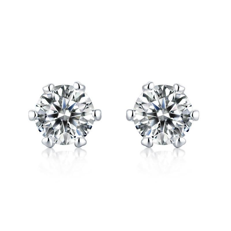 Moissanite Series Classic Six-Claw Sterling Silver Stud Earrings - ReadYourHeart,REL-CME01-05,REL-CME01-1,REL-CME01-2,REL-CME01-3