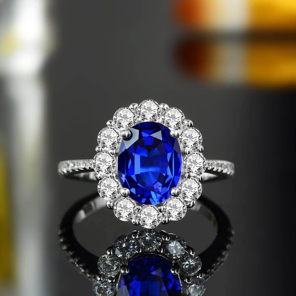 Luxury Oval Sapphire Sterling Silver Ring - ReadYourHeart,RRS-R0748