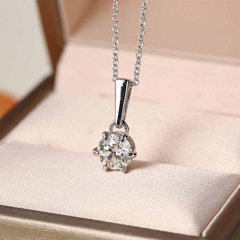 Moissanite Series Water Droplet Sterling Silver Necklace - ReadYourHeart,RNL-P9532