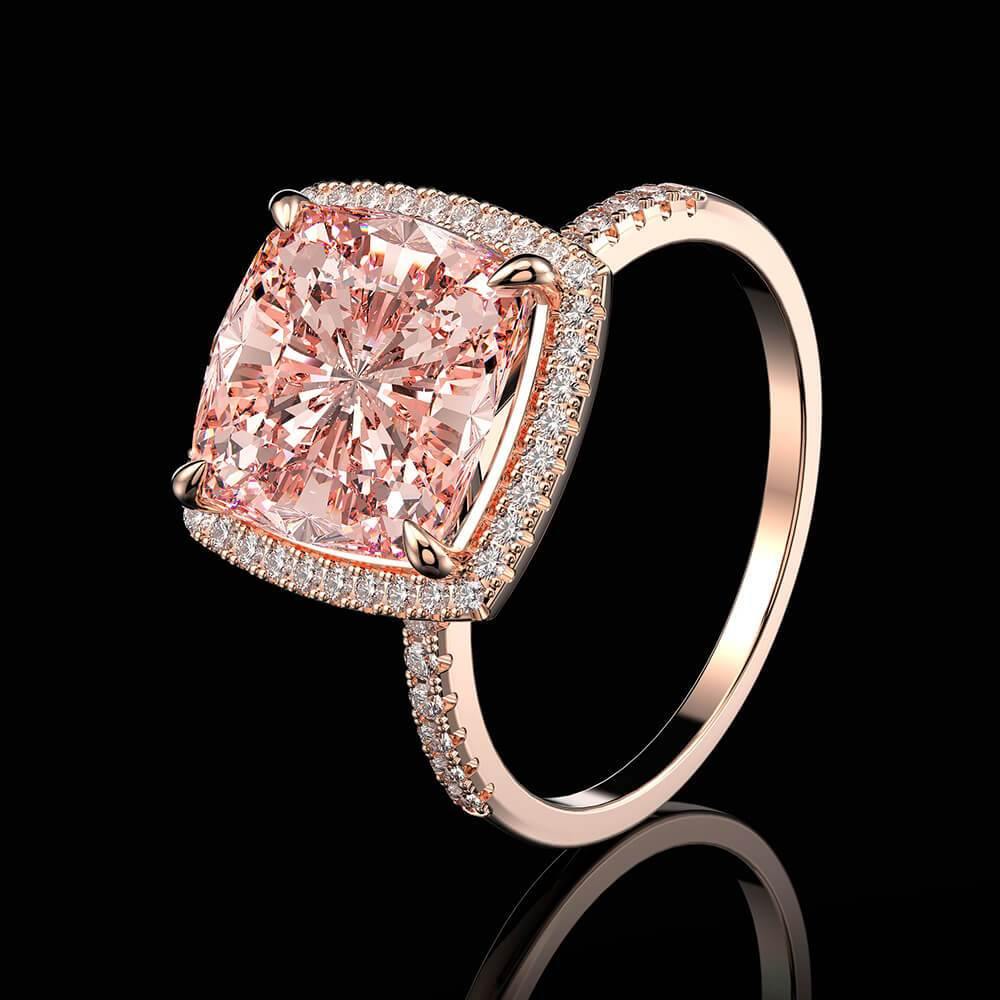 Luxury Pink Square Gemstone Sterling Silver Ring - ReadYourHeart,RRS-R0944
