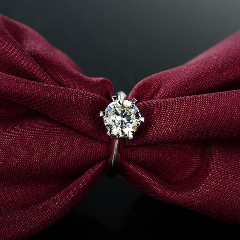 Sona Diamond Classic Six Prong Sterling Silver Ring - ReadYourHeart