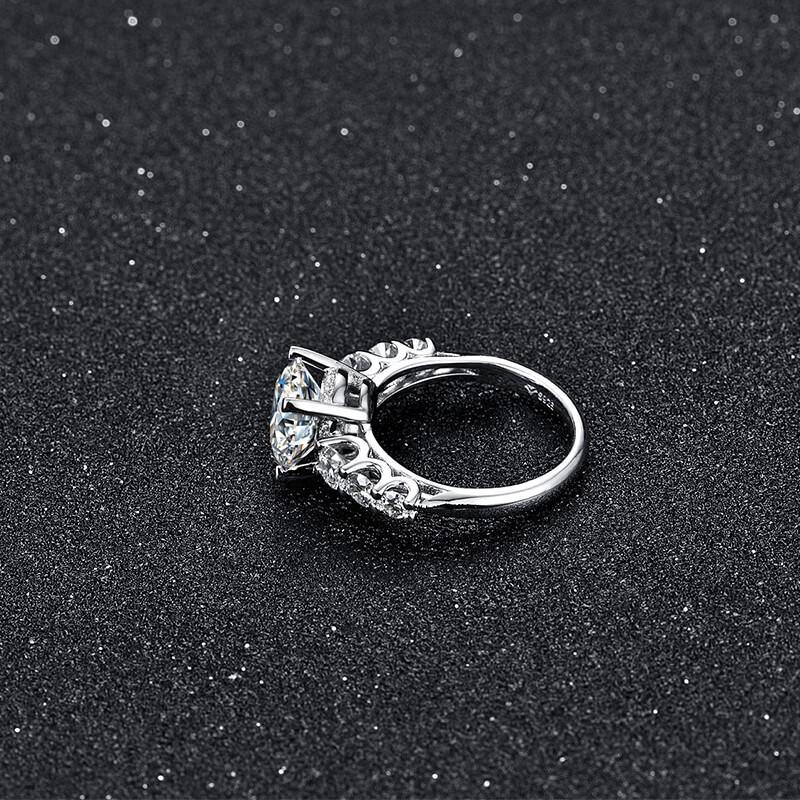 Heart Arrows Cut Moissanite Sterling Silver Ring - ReadYourHeart,RRL-LTR19042602D,RRL-LTR19042602E