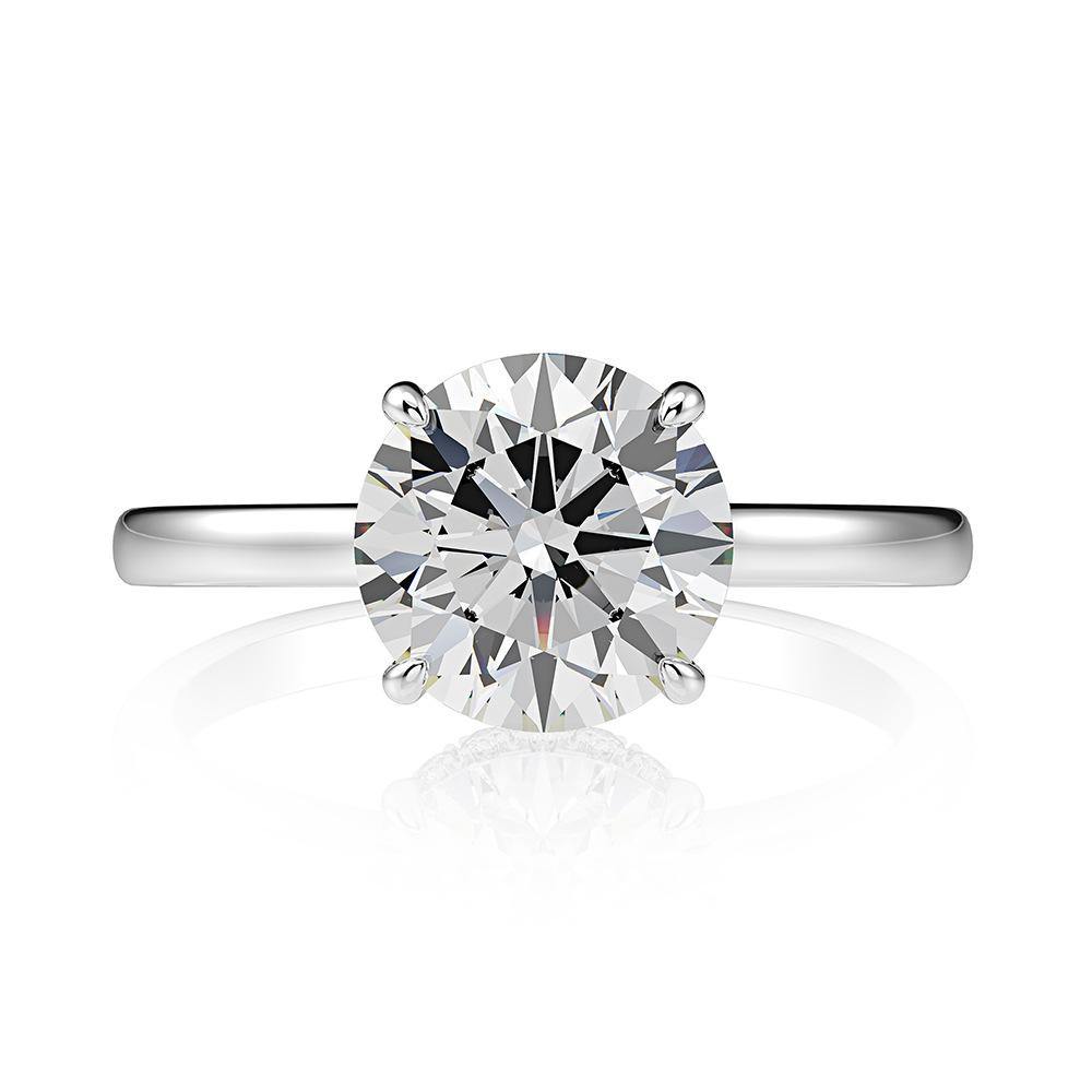 Classic Four Prong Round Gemstone Sterling Silver Ring - ReadYourHeart,RRS-R0945