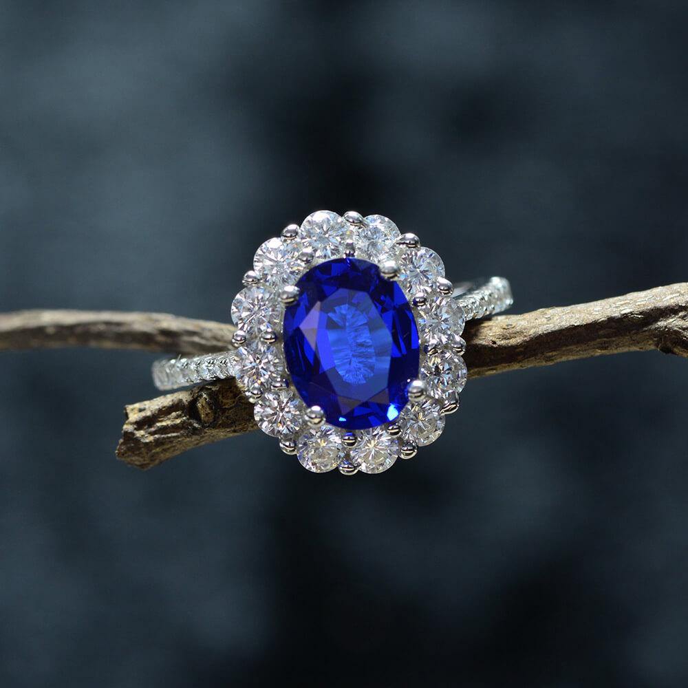 Luxury Oval Sapphire Sterling Silver Ring - ReadYourHeart