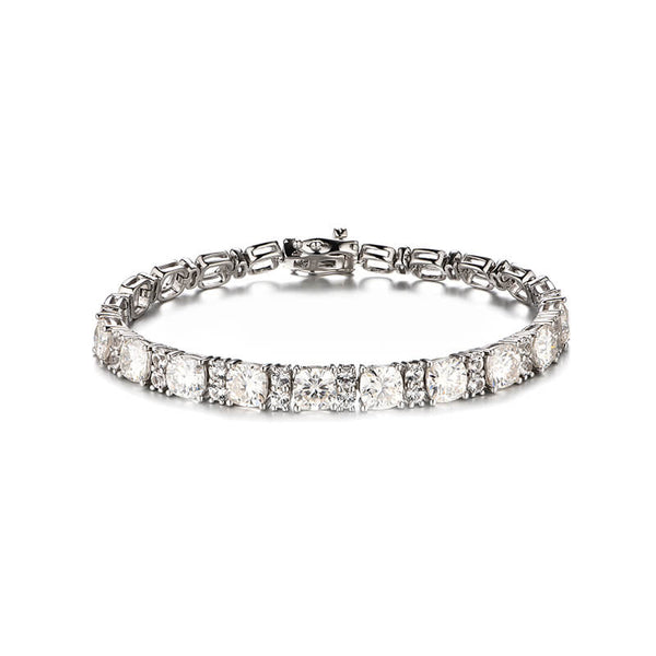 Alternating Cushion Cut Moissanite Sterling Silver Bracelet - ReadYourHeart