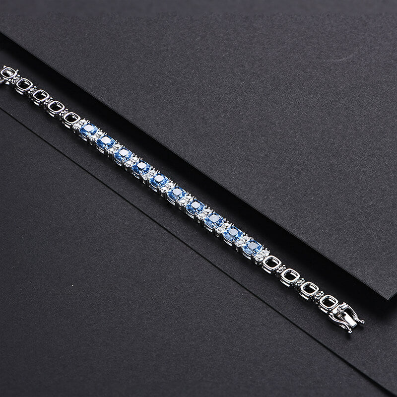 Alternating Cushion Cut Sapphire Sterling Silver Bracelet - ReadYourHeart