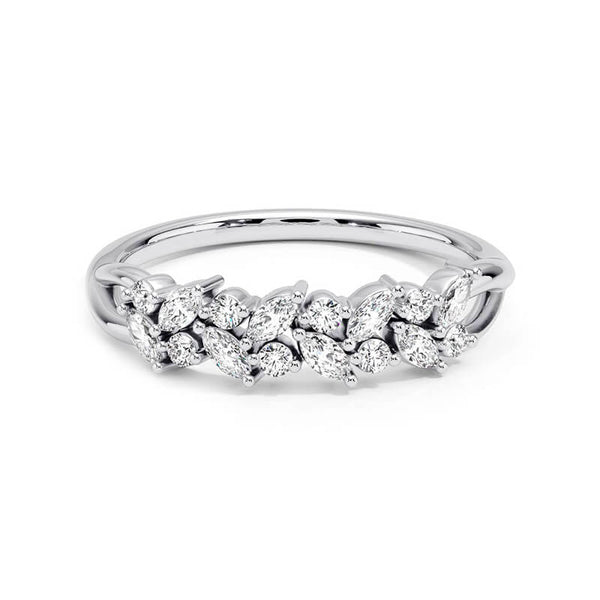 Alternating Marquise And Round Moissanite Half Eternity Wedding Band - ReadYourHeart