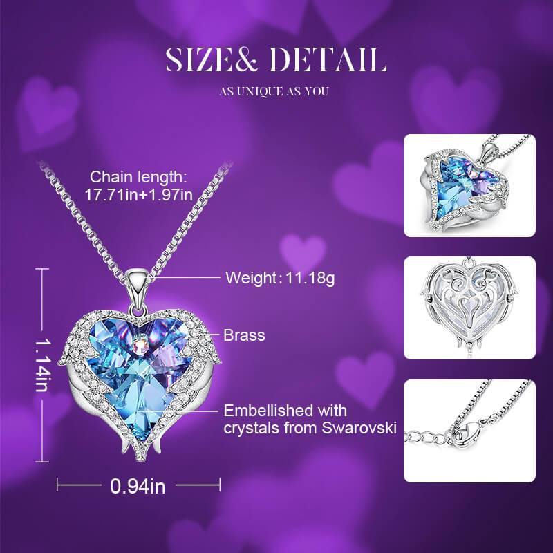 Angel Wings Swarovski Crystal Necklace - ReadYourHeart,RNX-10023