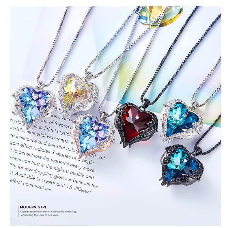 Angel Wings Swarovski Crystal Necklace - ReadYourHeart,RNX-10023