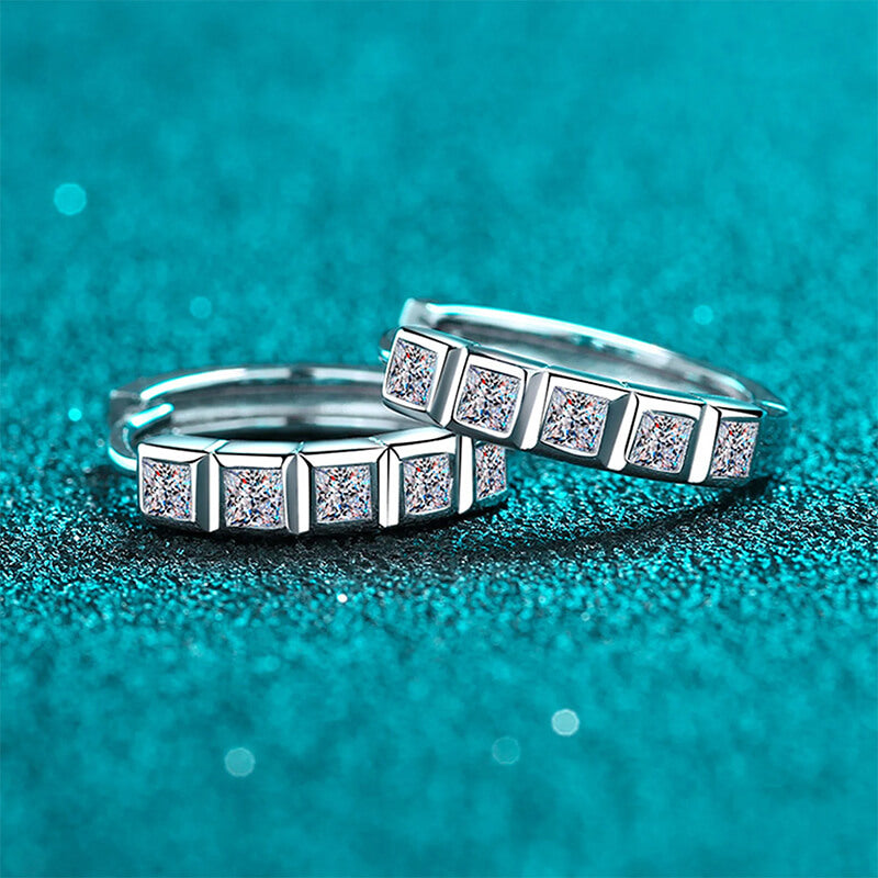 Bezel Princess Cut Moissanite Hoop Earrings In Sterling Silver - ReadYourHeart