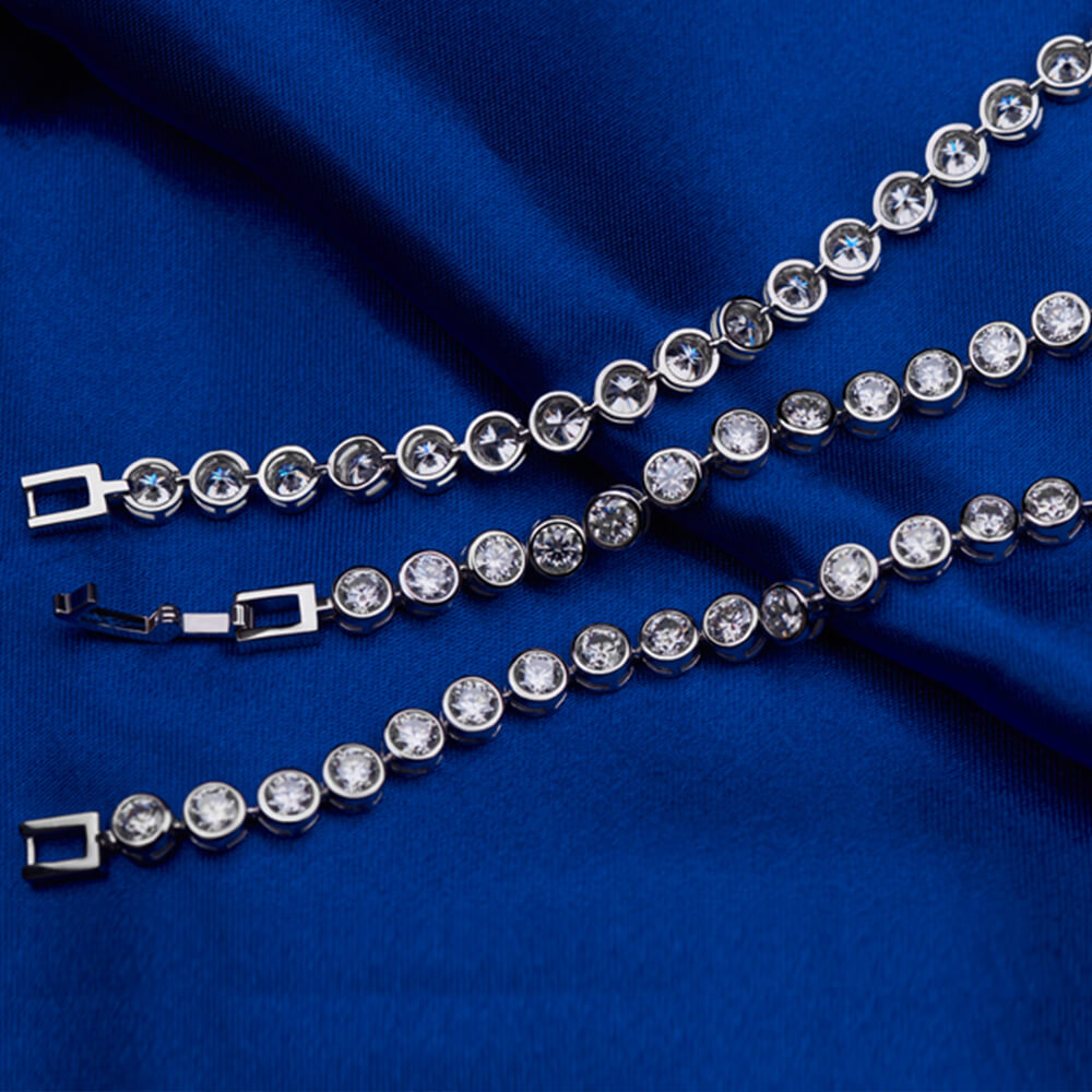 Bezel Set Moissanite Tennis Sterling Silver Bracelet - ReadYourHeart