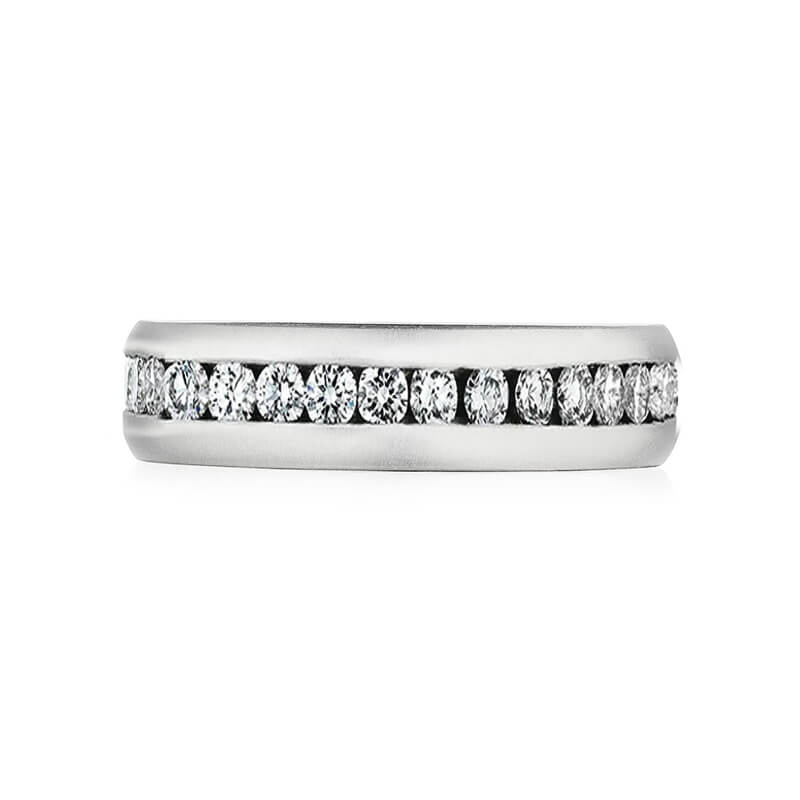 Channel Set Moissanite Eternity Wedding Band - ReadYourHeart