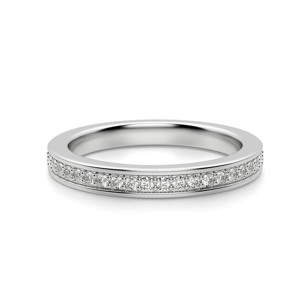 Channel Set Moissanite Half Eternity Sterling Silver Wedding Band Ring - ReadYourHeart