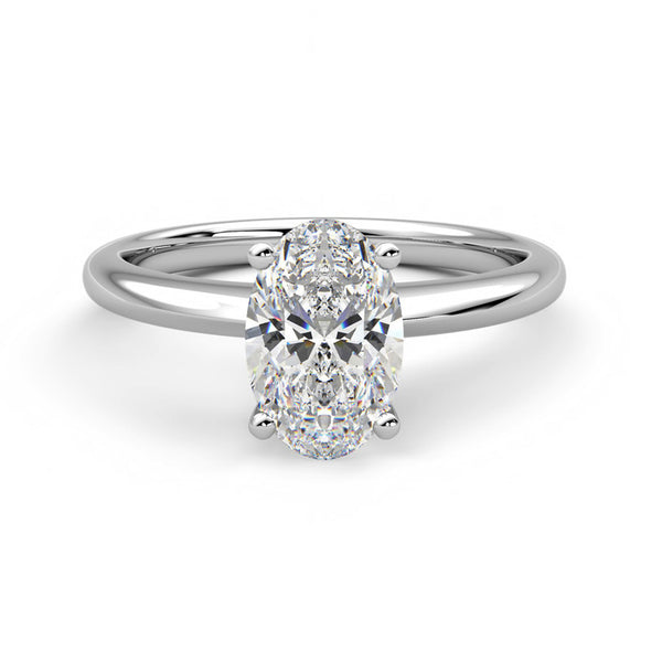 Classic Solitaire Oval Moissanite Four Prong Polish Engagement Ring - ReadYourHeart