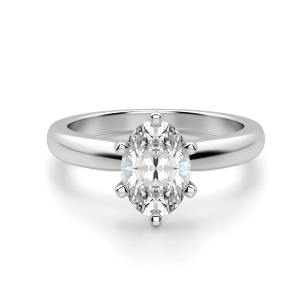 Classic Solitaire Oval Moissanite Six Prong Engagement Ring