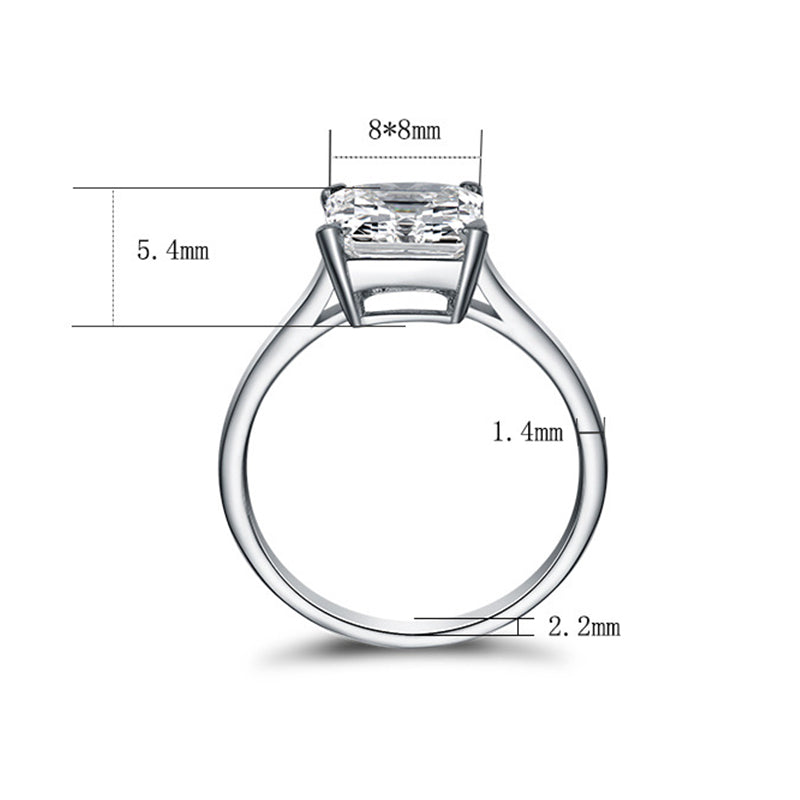 Fashion Solitaire Princess Cut Sona Diamond Sterling Silver Ring - ReadYourHeart