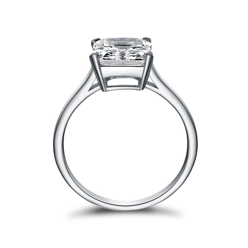 Fashion Solitaire Princess Cut Sona Diamond Sterling Silver Ring - ReadYourHeart